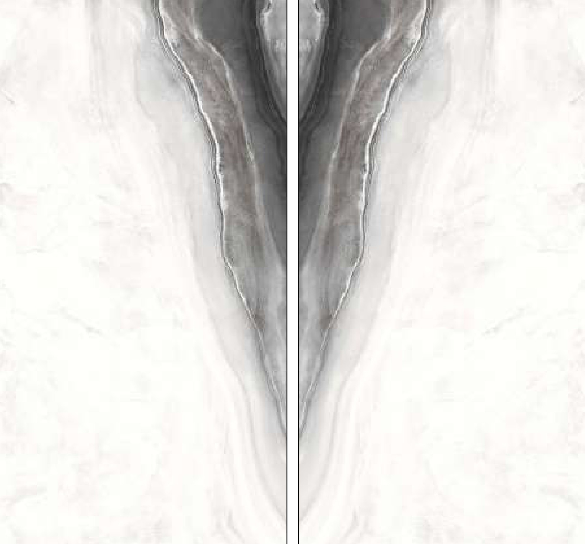Agata Pearl porcelain slab shown as a book-match pair, 120x240cm