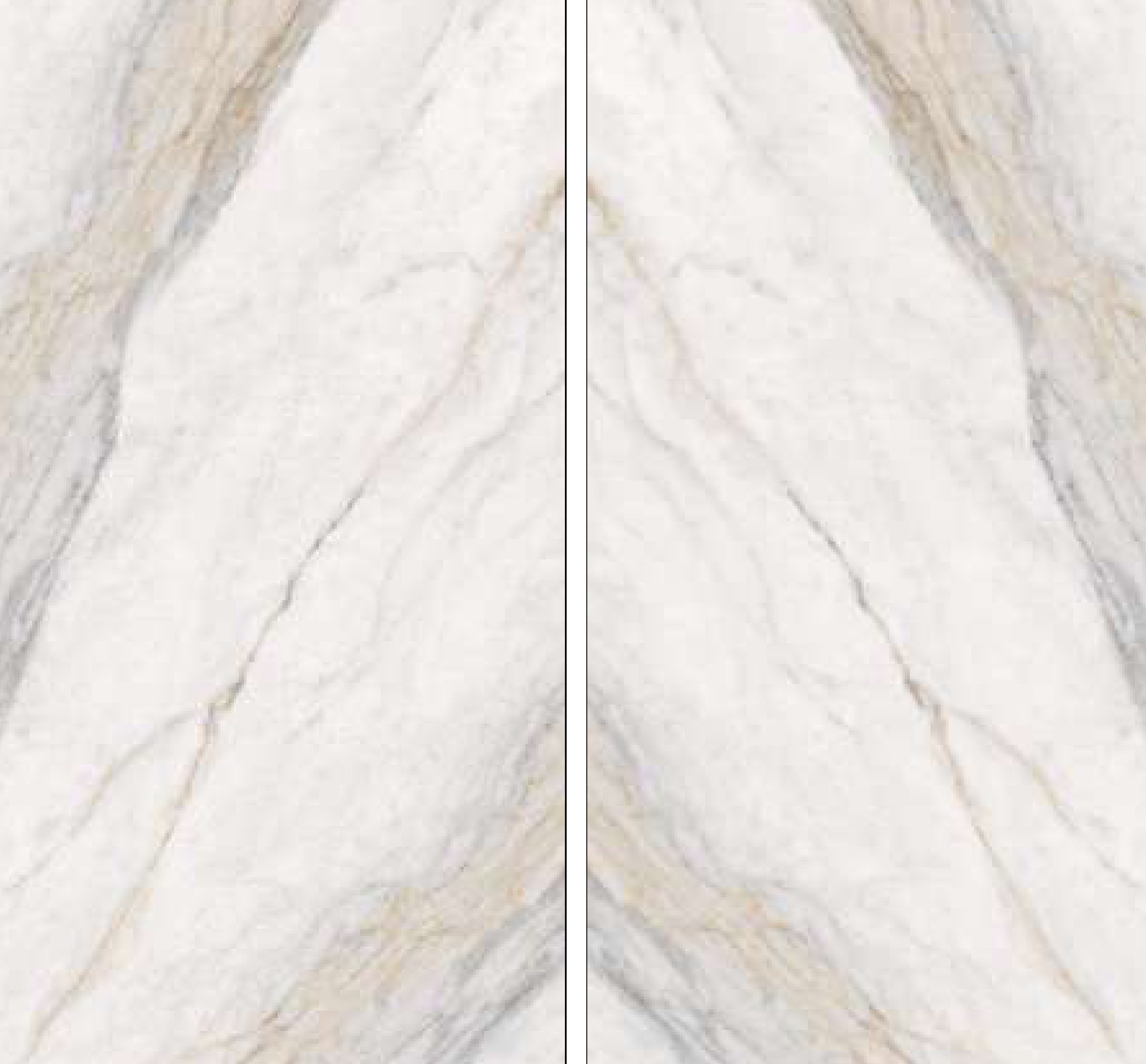 Alba Bianca porcelain slab shown as a book-match pair, 120x240cm
