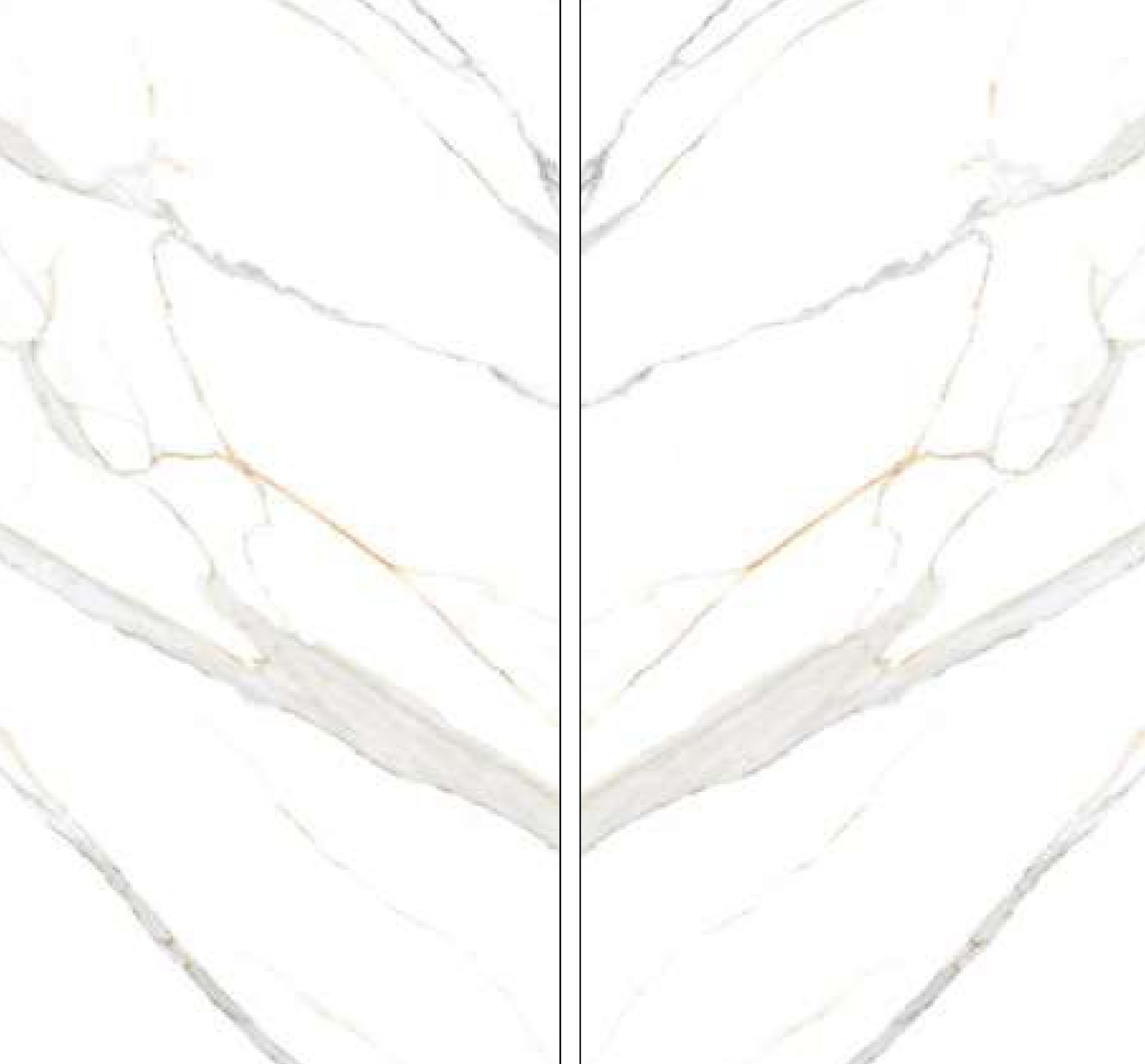 Alpi Bianco porcelain slab shown as a book-match pair, 120x240cm