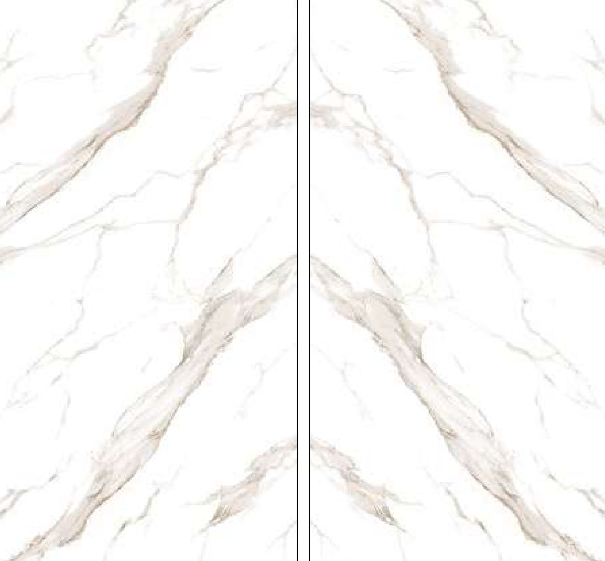Calacatta Seta porcelain slab shown as a book-match pair, 120x240cm