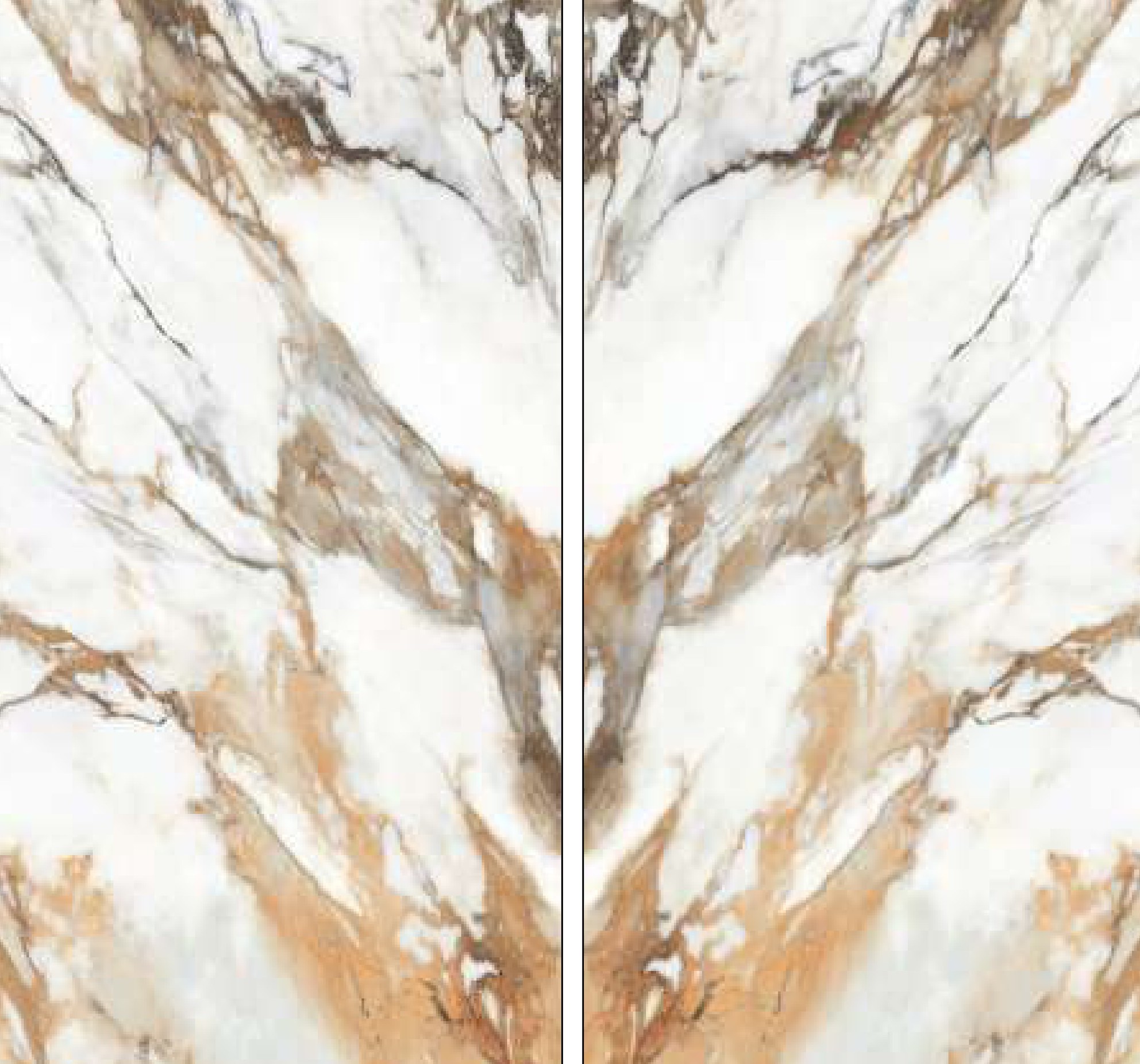 Nuvola Beige porcelain slab shown as a book-match pair, 120x240cm
