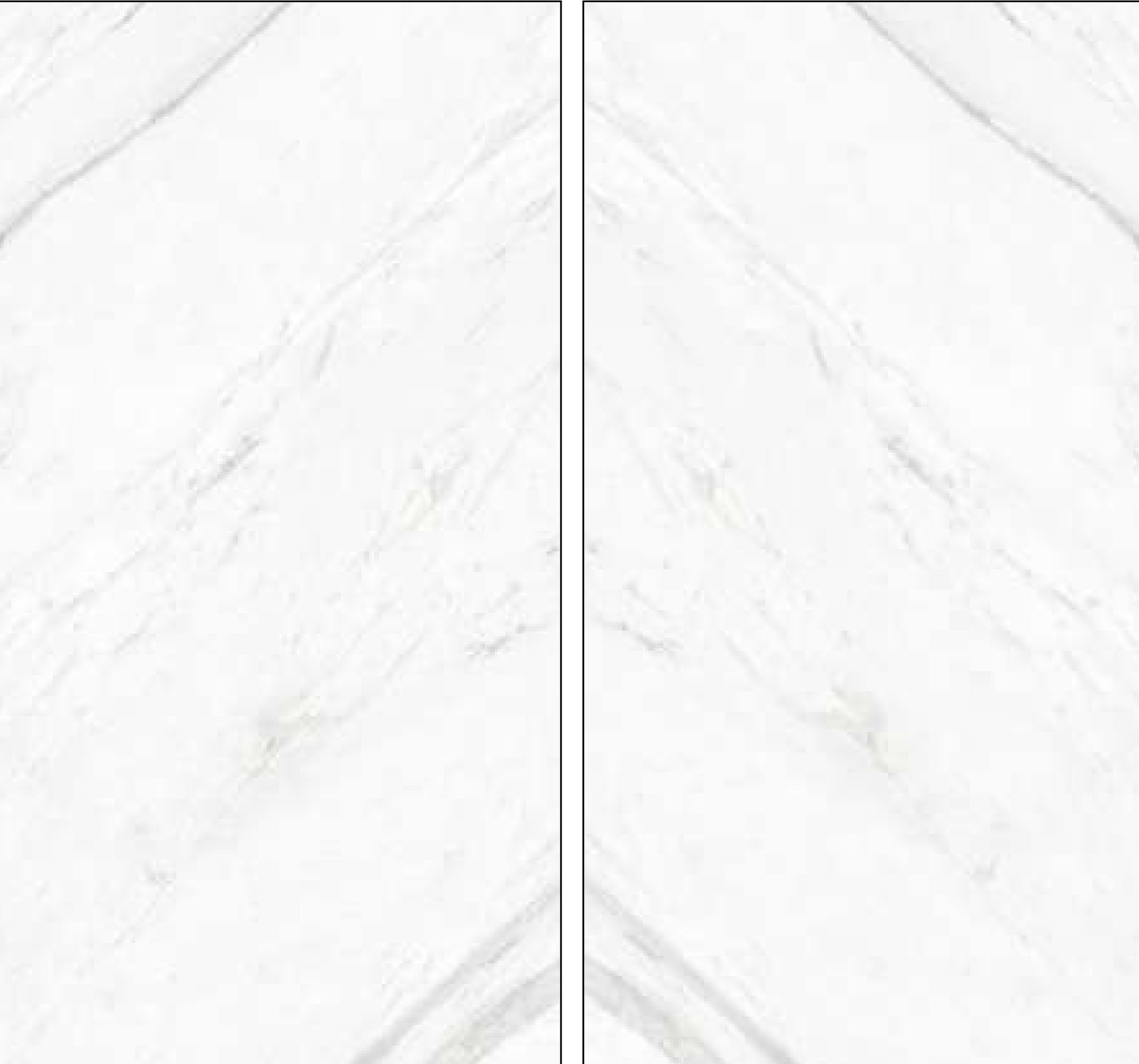 Statuario Platino porcelain slab shown as a book-match pair, 120x240cm
