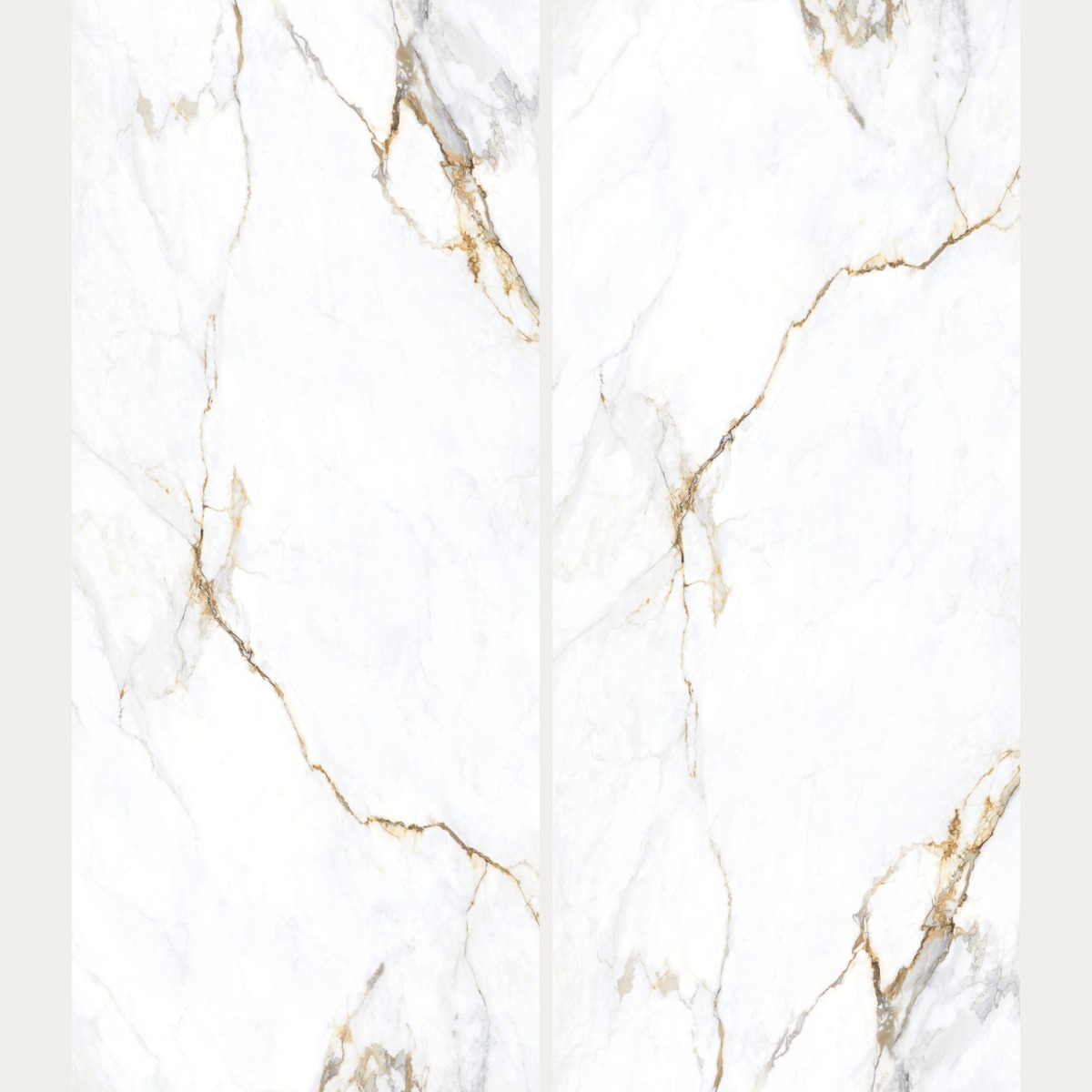 Apollo Bianco Bookmatch porcelain slab, book-matched pair