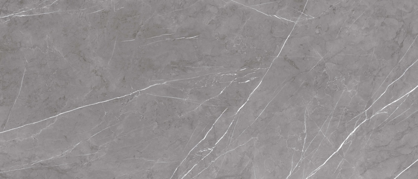 Pietra Grigio porcelain slab surface, a mid-grey stone surface