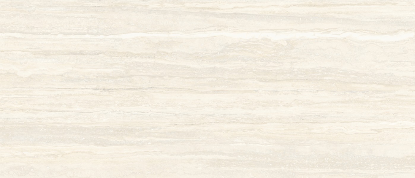 Travertine Aurion porcelain slab surface, a cream ground with fine linear travertine grain
